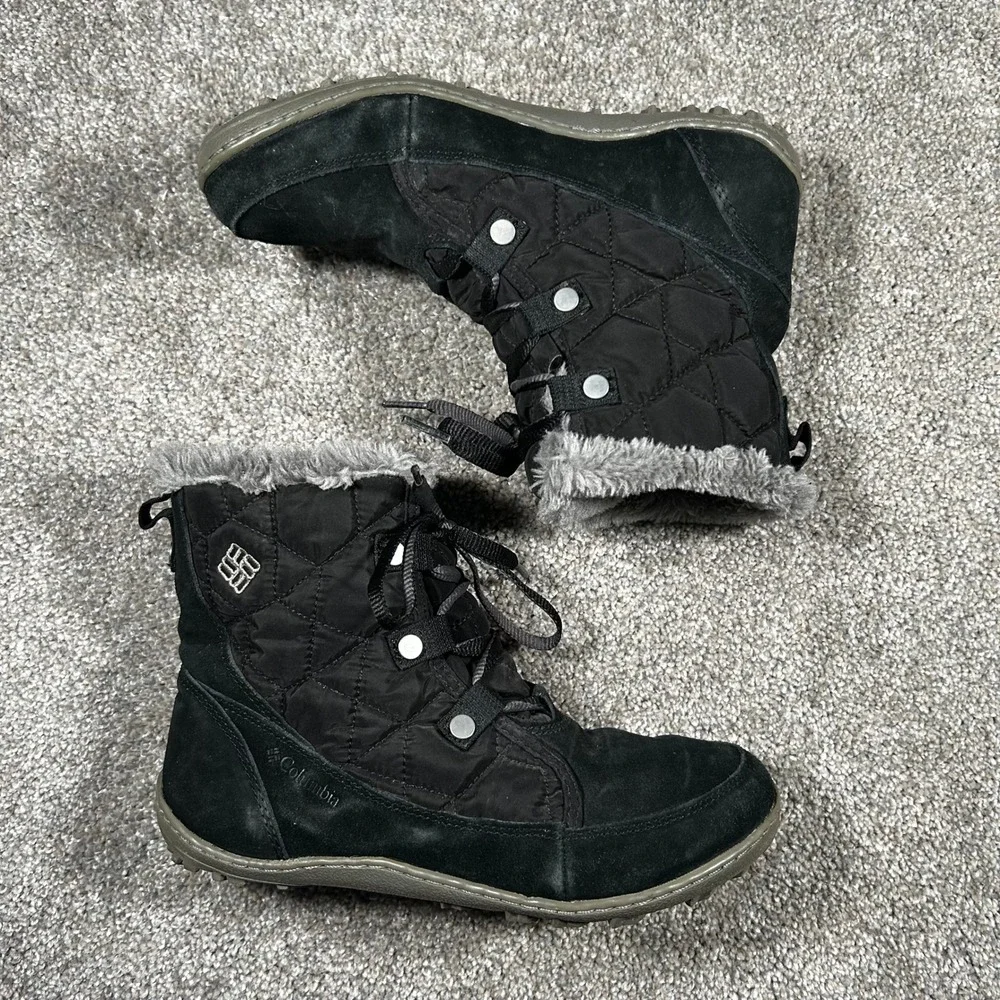 Columbia Minx Mid II Waterproof Omni-Heat Winter Boots Black Womens 7.5